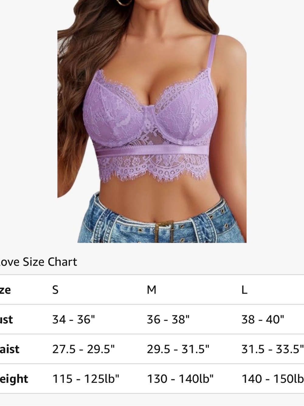 Lace Bralette Crop Top - Lavender